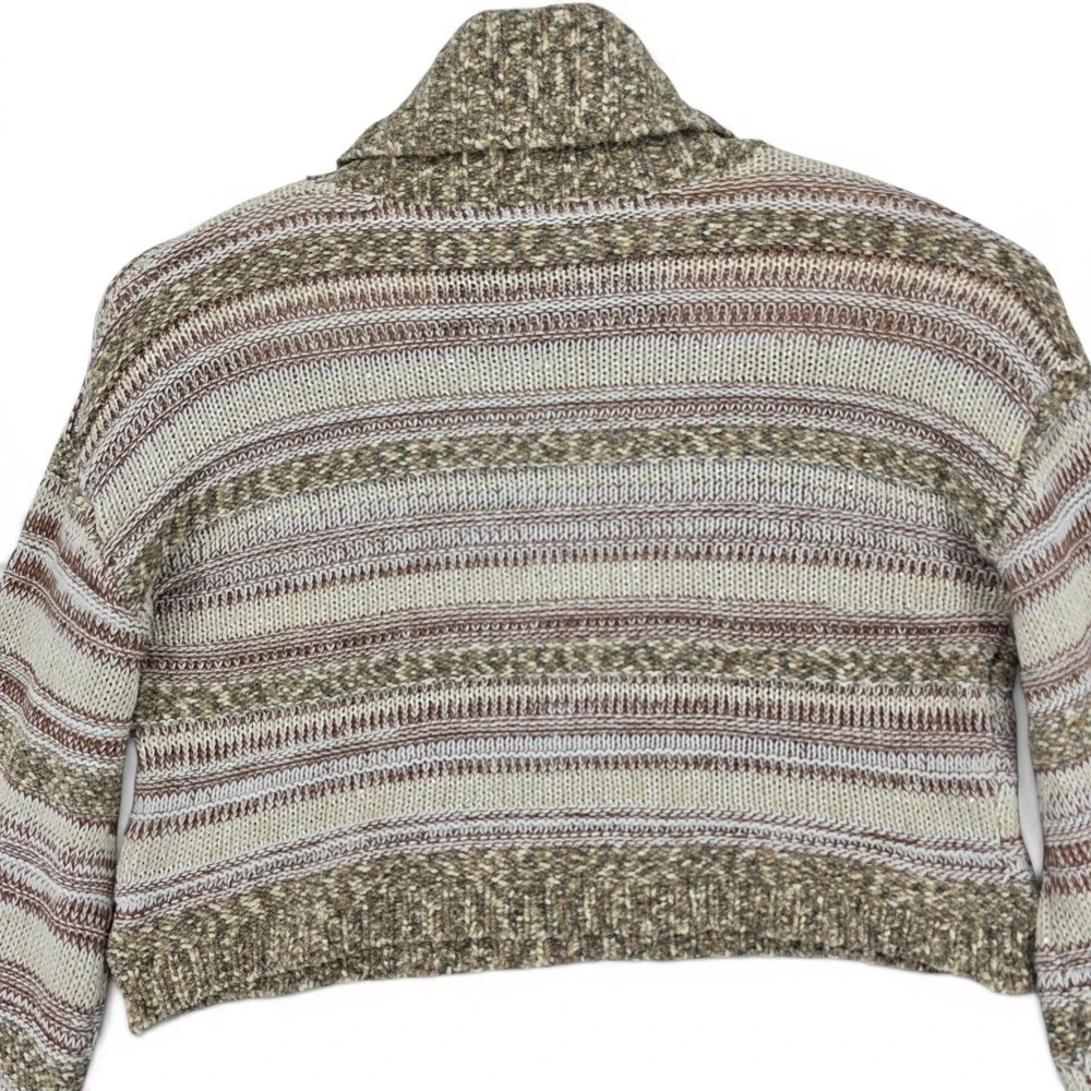 Altar'd State‎ XL Cropped Turtleneck Sweater Boho Cozy Neutral Striped Oversized